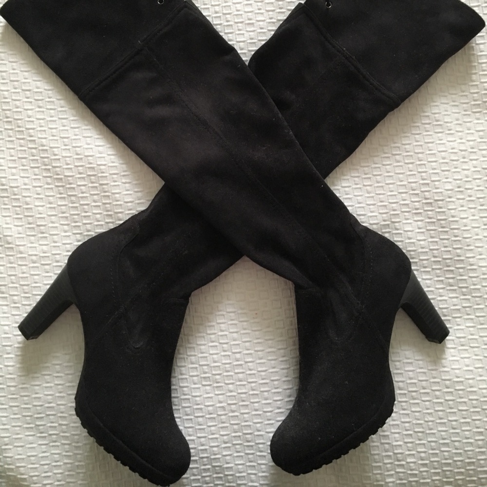 Over-the-Knee high boots. black suede, size 39